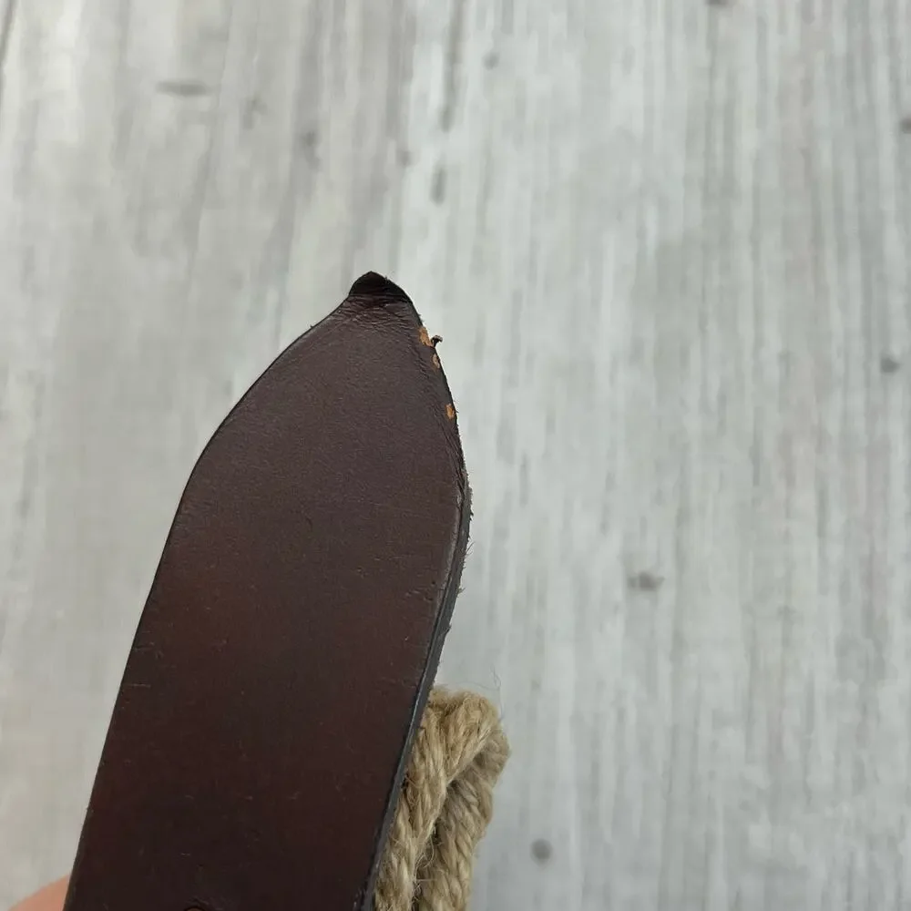 Brown Braided Rope Leather Gold Buckle Belt 37
